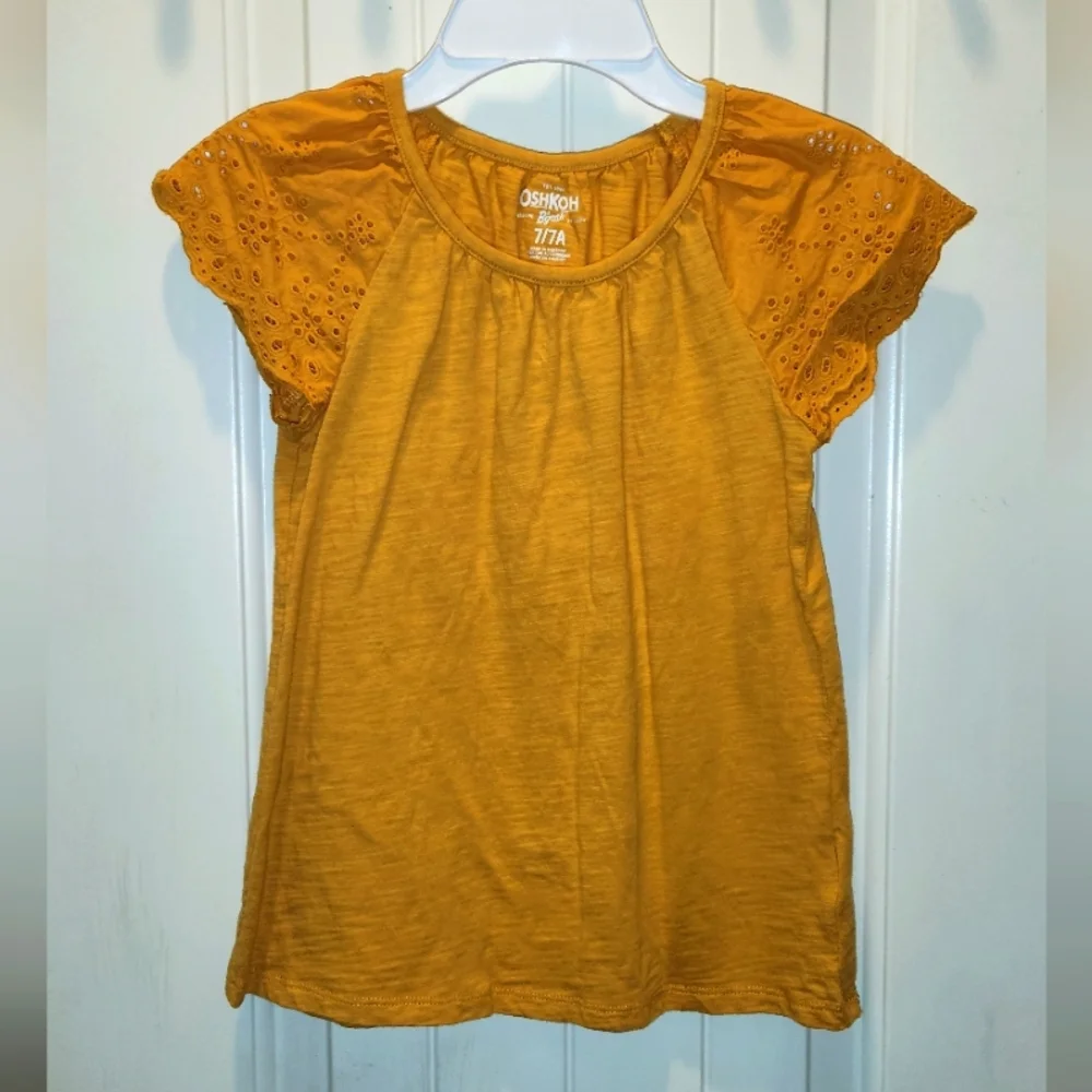 OshKosh B'gosh Mustard Yellow Eyelet Sleeve Top